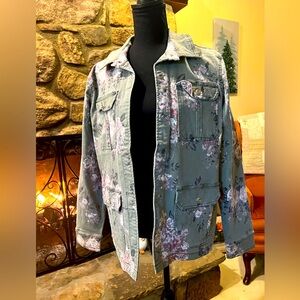 Green floral Jean jacket